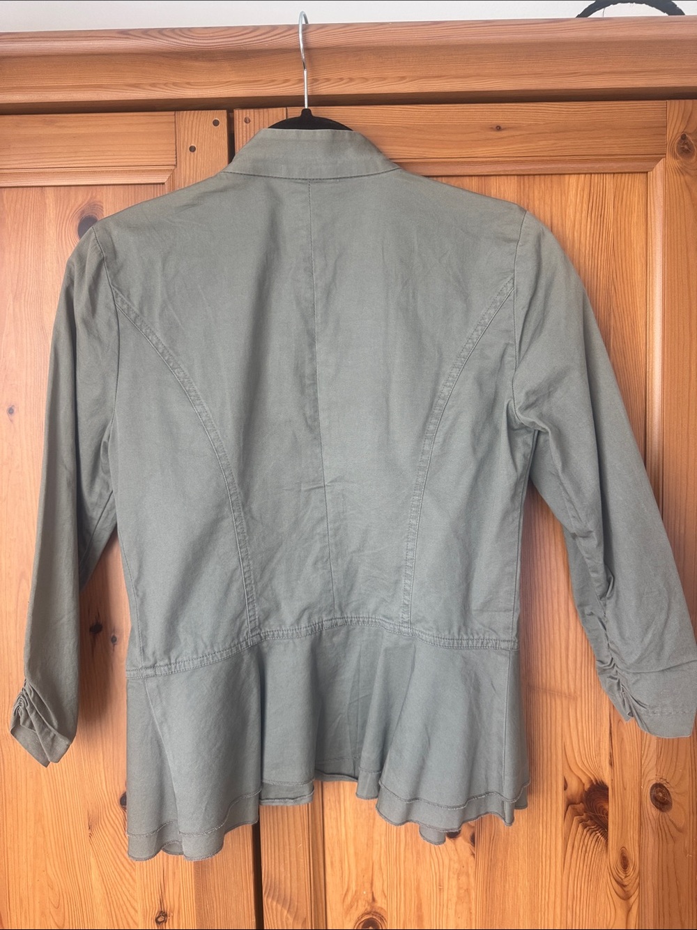 Maurices Olive Ruffle-Front Military Jacket - Picture 2 of 2